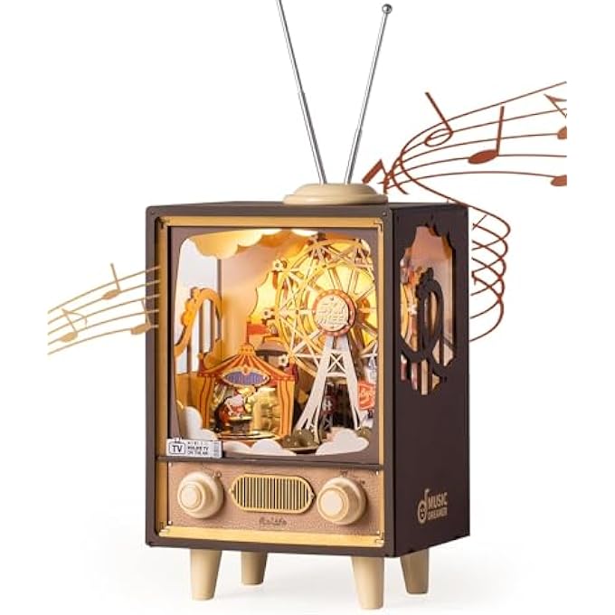 3D WOODEN PUZZLE BOOKSHELF INSERT DIY KIT, 16-INCH MUSIC BOX MODEL BUILDING SET DIY BOOK NOOK KIT WITH LED LIGHTS WITH LED 174PCS HOBBY GIFT CRAFT NOVELTY BOOK NOOK DIY KIT FOR ADULTS GIRLS BOYS - Image 1